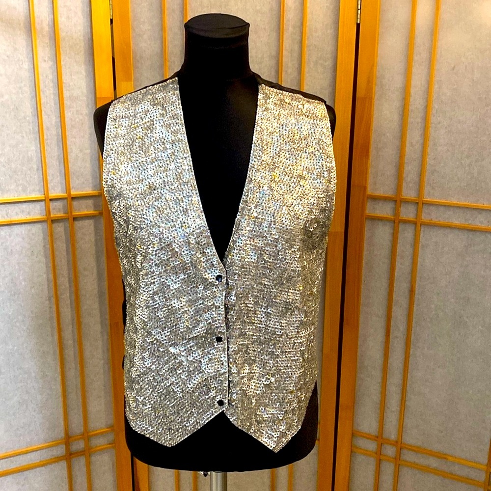 Unisex Silver Sequin Vest